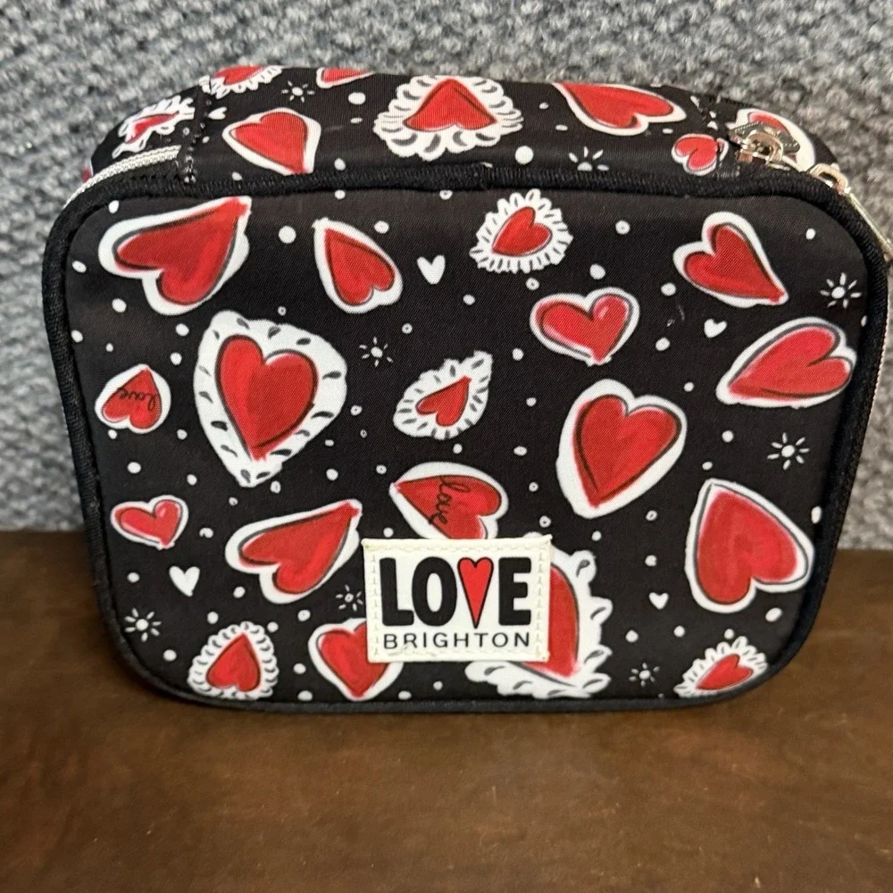 BRIGHTON Hearts A Flutter Zip Around Travel Jewelry Case Pouch